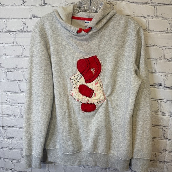 Upcycled Cottagecore Bonnet Girl Hoodie | Old Navy Small | Handmade Quilt - Picture 3 of 6